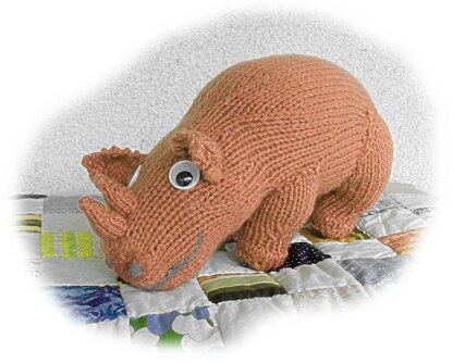 RAFIKI the RHINO toy knitting pattern by Georgina Manvell