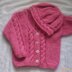 Roisin cable cardigan and hat