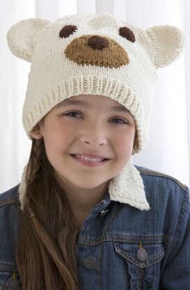Polar Bear Hat in Red Heart With Love Solids - LW3179