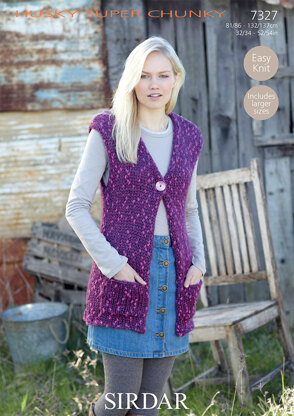Long and Short Waistcoats in Sirdar Husky - 7327 - Downloadable PDF