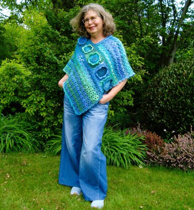 Ocean Flowers Poncho