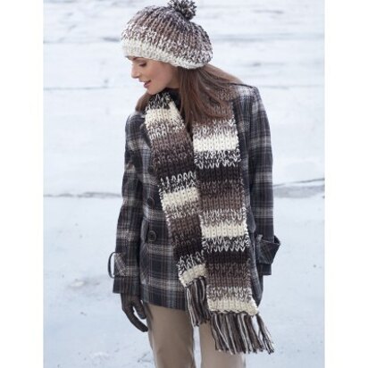 Shaded Stripes Hat & Scarf in Patons Shetland Chunky