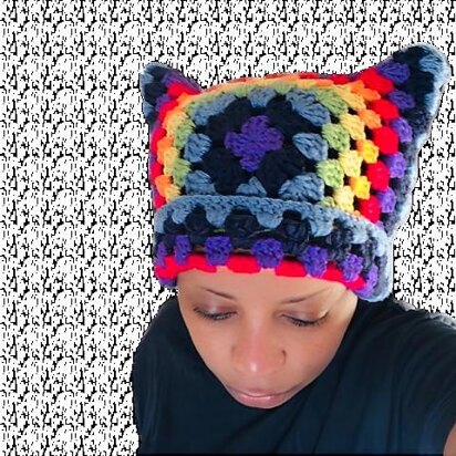 Granny Square Cat Ear Beanie