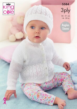 Cardigan & Hat in King Cole Big Value Baby 3Ply - 5584 - Downloadable ...