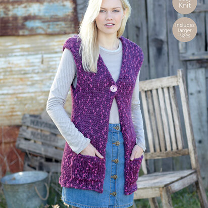 Long and Short Waistcoats in Sirdar Husky - 7327 - Downloadable PDF - knitting pattern