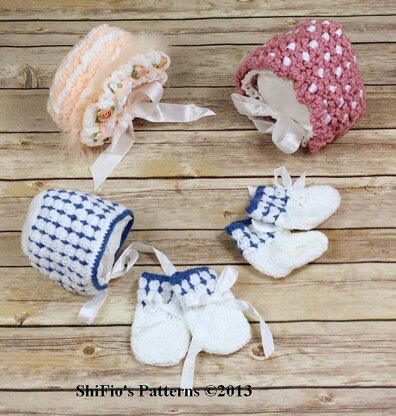 Crochet pattern 9 Bonnets & Hat Baby UK & USA Terms #6