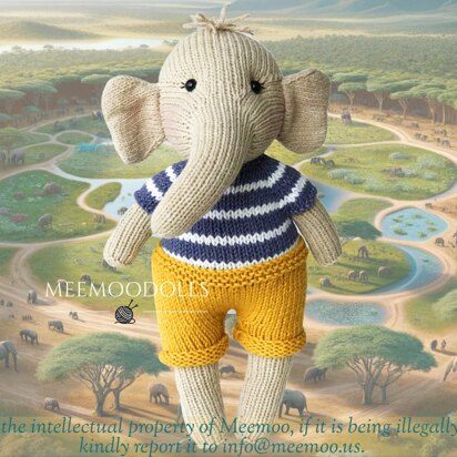 Fanny the Elephant Meemoodolls Knitting Pattern