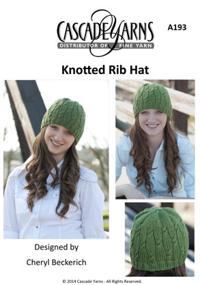 Cascade Yarns A193 Knotted Rib Hat (Free)