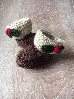 Christmas Pudding Booties