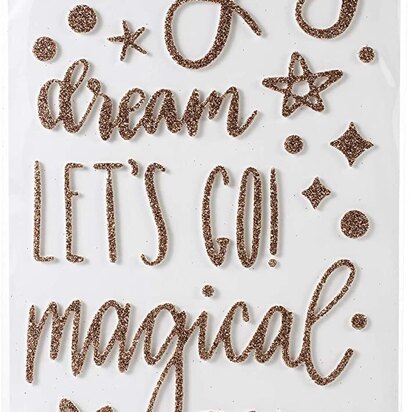 American Crafts Thickers Head In The Clouds Foam Phrase Rose Gold Glitter (76 Piece)