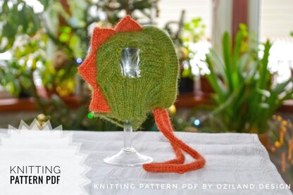 Knitting Pattern Dragon dog hat for small dog Size XS