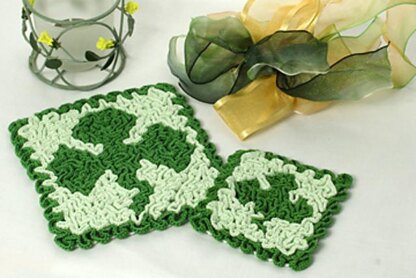 Wiggly Shamrock Hot Pad and Coaster