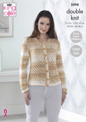 Cardigan with Lower Pattern and Plain Cardigan in King Cole Vogue DK - 5098pdf - Downloadable PDF