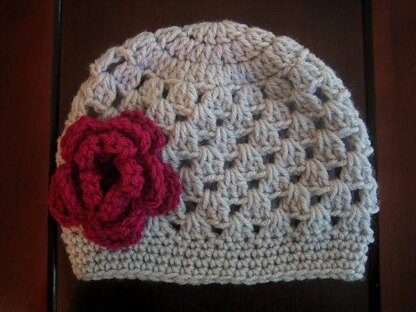 Crochet Cluster Beanie Hat With Flower Pattern 123