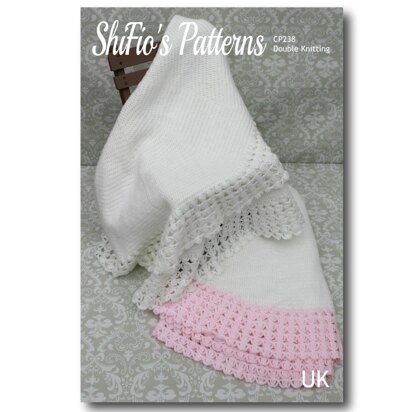 Crochet pattern baby shawl UK & USA Terms #238