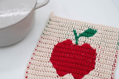 Apple Mosaic Crochet Dishcloth