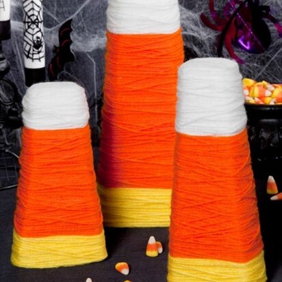 Candy Corn Wrapped Cones in Red Heart Super Saver Economy Solids - LW3265