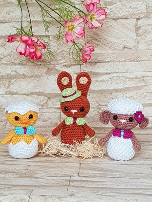 Easter-Trio: Chicklet, Bunny & Lamb
