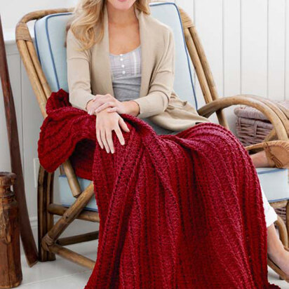 Cabled & Shell Throw in Red Heart Super Soft Solids - LW3292 - Downloadable PDF