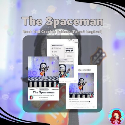 The Spaceman – Rock Star Amigurumi Crochet Pattern + Guitar Printable (Fanart Inspired)