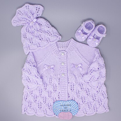 Tracy Baby Matinee coat, hat and shoes 18" chest