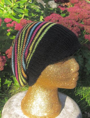 Silk Stripey Peak Slouch Hat