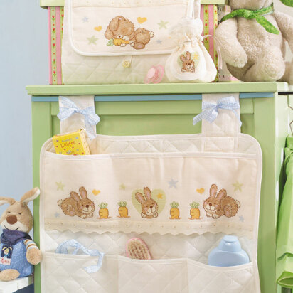 Made with Love - Cute Bunny Baby Pounch and Changing Mat in Anchor - Downloadable PDF