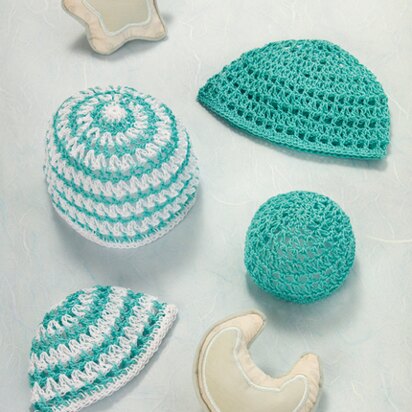 Precious Preemie Hats in Aunt Lydia's Classic Crochet Thread Size 10 Solids - LC2465