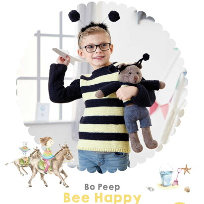 Bee Happy Jumper & Headband in West Yorkshire Spinners Bo Peep Luxury Baby DK - Downloadable PDF