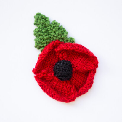 Knitted Poppy Brooch in Deramores Studio DK Acrylic - Downloadable PDF