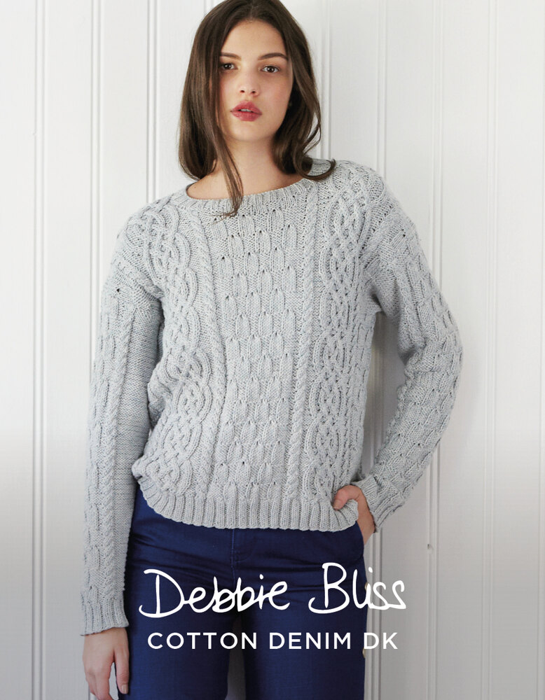 Lillian Sweater - Sweater Knitting Pattern For Women in Debbie Bliss  Cotton Denim DK - DBS043