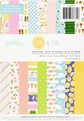 American Crafts Pebbles Single-Sided Paper Pad 6"X8" 36/Pkg - Sun & Fun