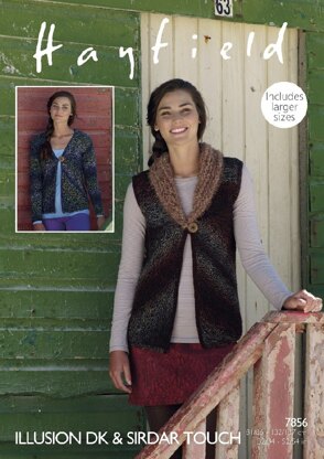 Waistcoat and Cardigan in Hayfield Illusion DK & Sirdar Touch - 7856