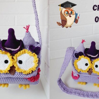 PDF crochet baby owl shoulder bag, owl purse pattern