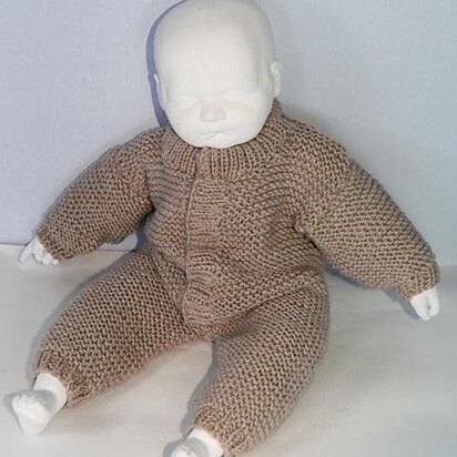 Baby Simple Aran Garter Stitch Onesie