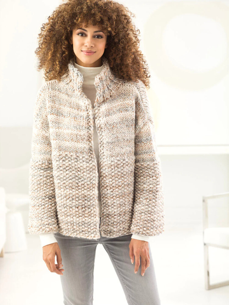 Easy Cozy Cardi in Lion Brand Wool Ease Thick&Quick - L60252