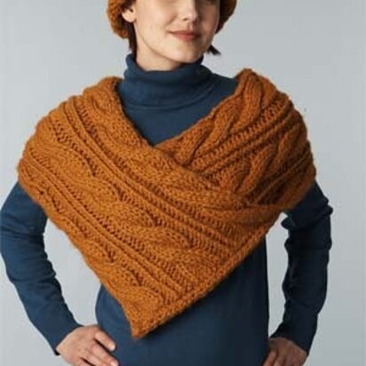 Cabled Wrap And Hat Lion Brand Wool-Ease Thick & Quick - 60619A