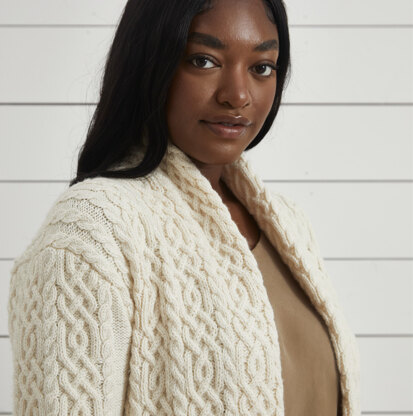 Edge to Edge Cable Jacket - Cardigan Knitting Pattern for Women in Debbie Bliss Cashmerino DK by Debbie Bliss - DB409 - Downloadable PDF