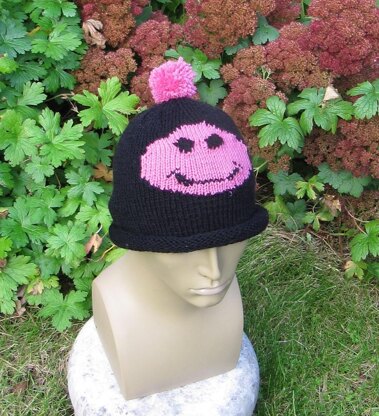 FREE Smiley Roll Brim Bobble Beanie