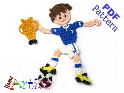 Crochet applique Soccer Player