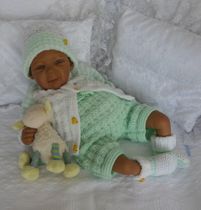 LENTE Baby Cardigan, Trousers, Hat & Bootees