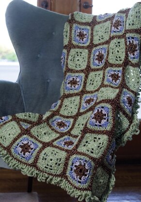 Crochet Little Windows Granny Throw in Red Heart Fiesta - LW1681