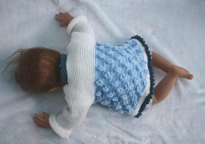 Bobble Cardigan and Hat (no. 63) for Doll or Newborn Baby