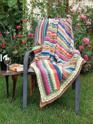 Striped Stitch Sampler Rainbow Afgan Crochet Blanket