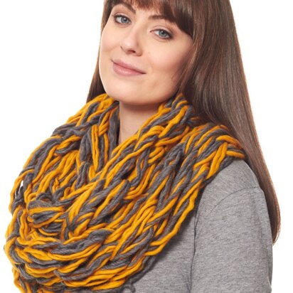 Arm Knit Cowl in Patons Classic Wool Roving and Cobbles