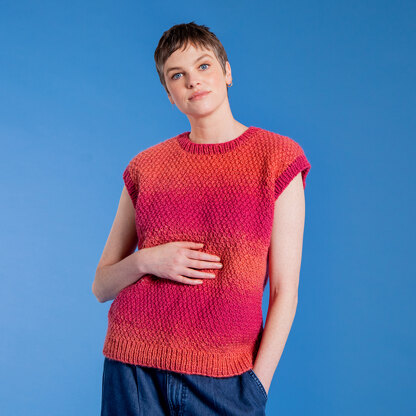 Make it in Moss Stitch Tank Top - Free Knitting Pattern in Paintbox Yarns Ombré Aran Wool Touch