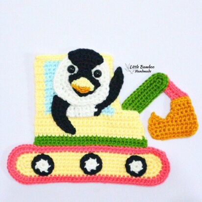 Penguin On Excavator Applique