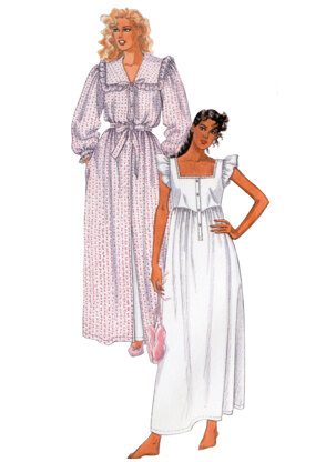 McCall's Misses' Robe, Tie Belt and Nightgown by Laura Ashley M8381 - Sewing Pattern