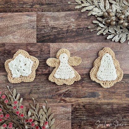 Mini Set Sugar Cookie Ornaments ANGEL TREE STAR