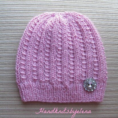 Hat in a Pretty Ribbing for a Lady